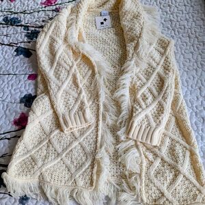 Cozy Co. Cream Fringe Sweater